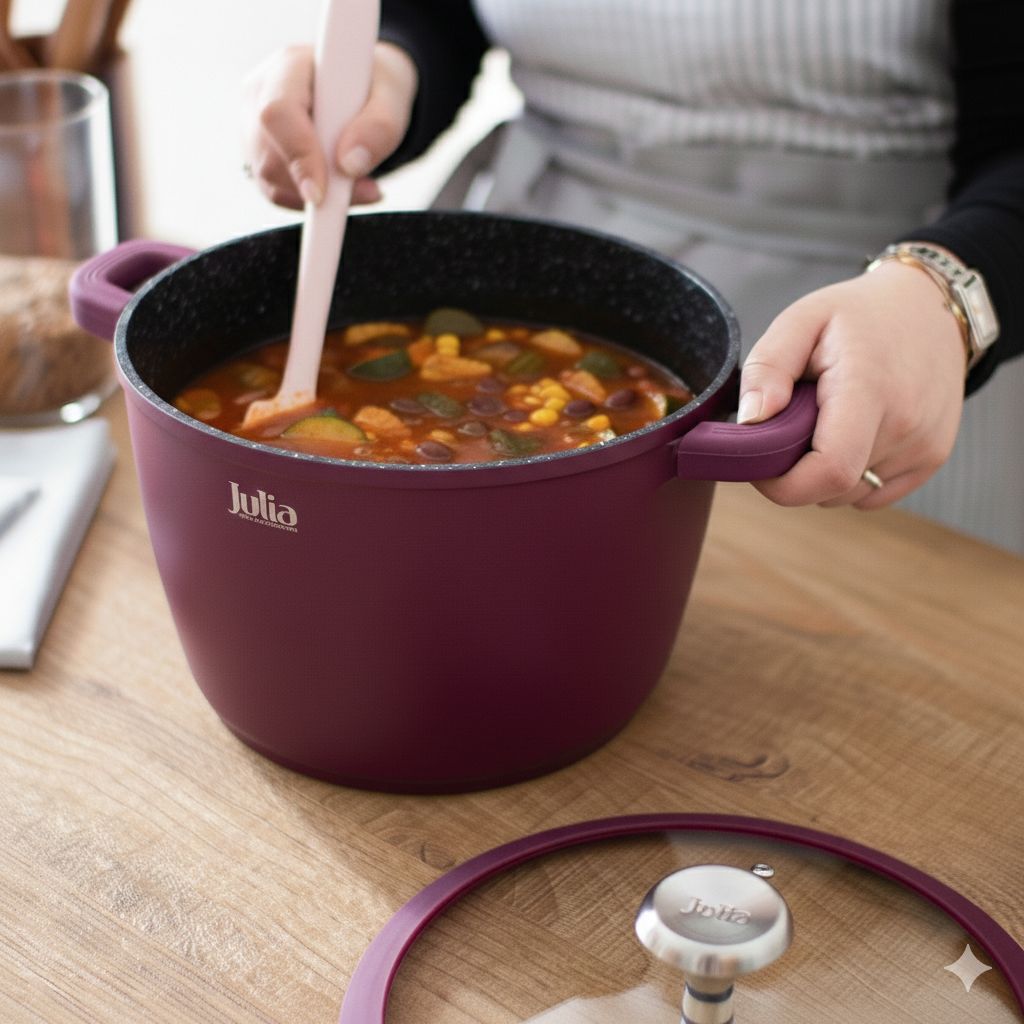 JULIA Burgundy Granite Stock Pot