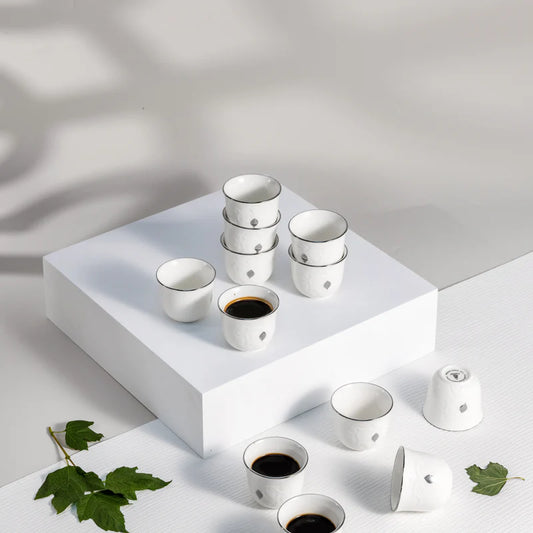 طقم فناجين قهوة سادة مجموعة نقش