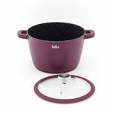 Stock Pot with Glass Lid, Granite Non-Stick Interior, Burgundy — Julia