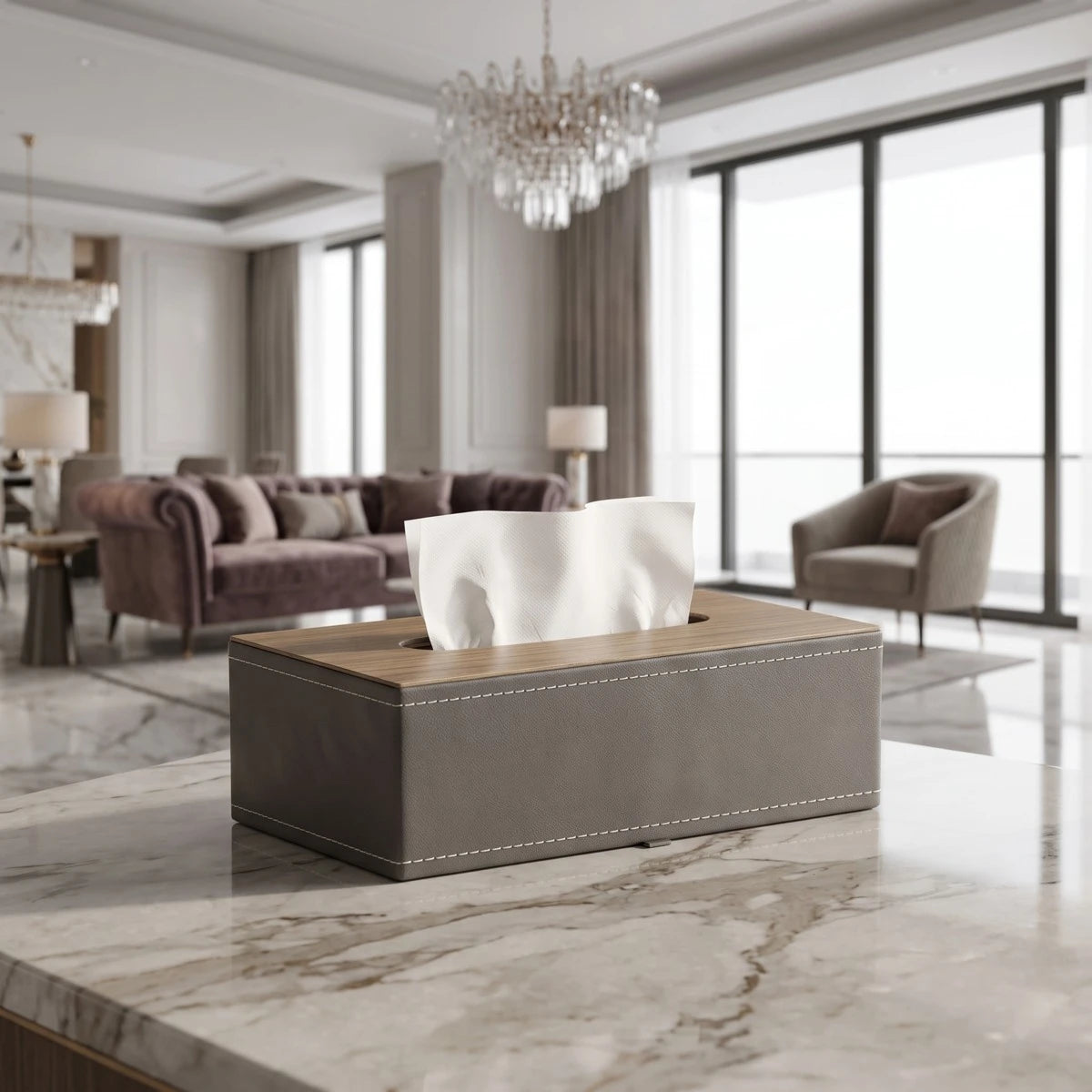 حافظة مناديل ورقية جلد - عابدين Home Center