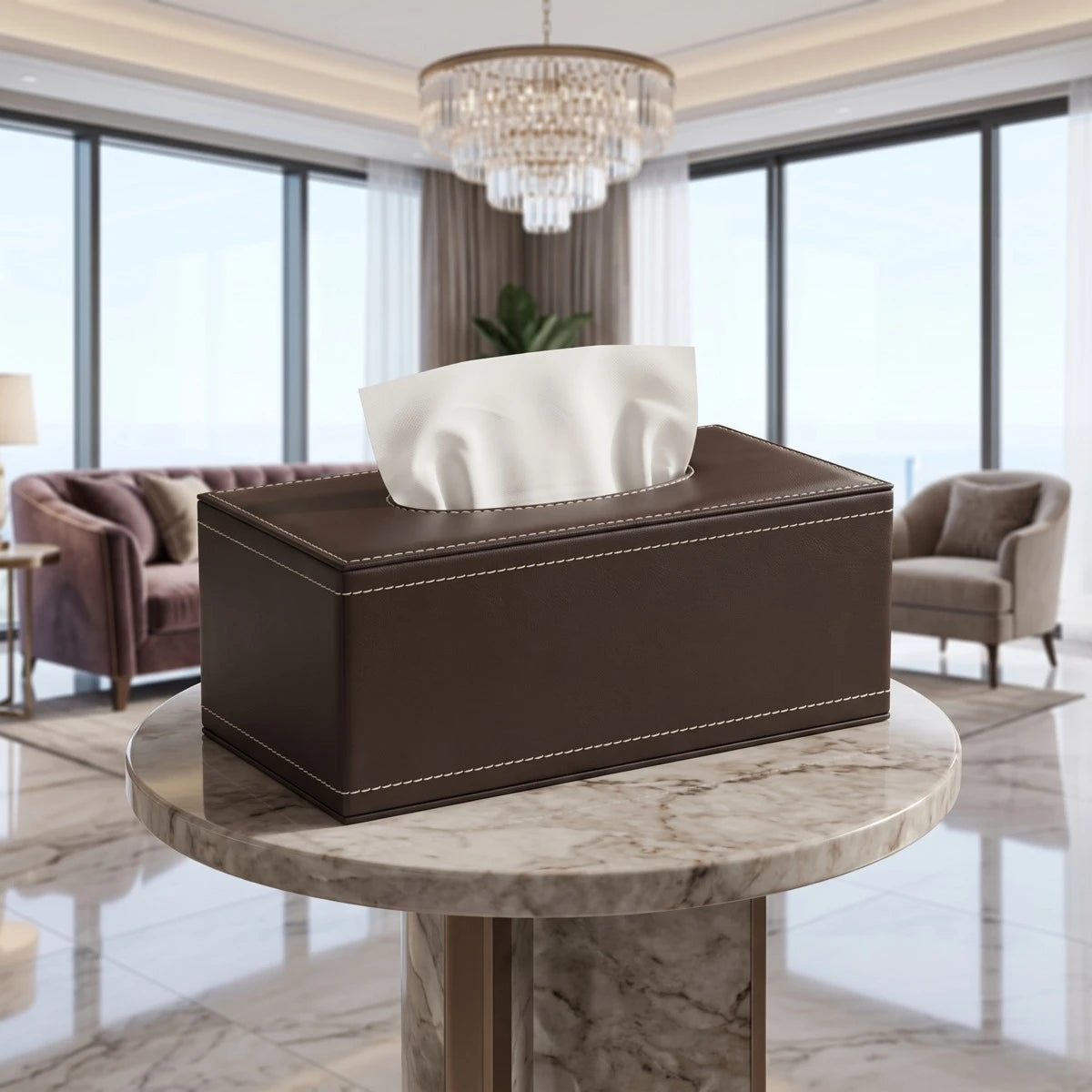 حافظة مناديل ورقية جلد - عابدين Home Center