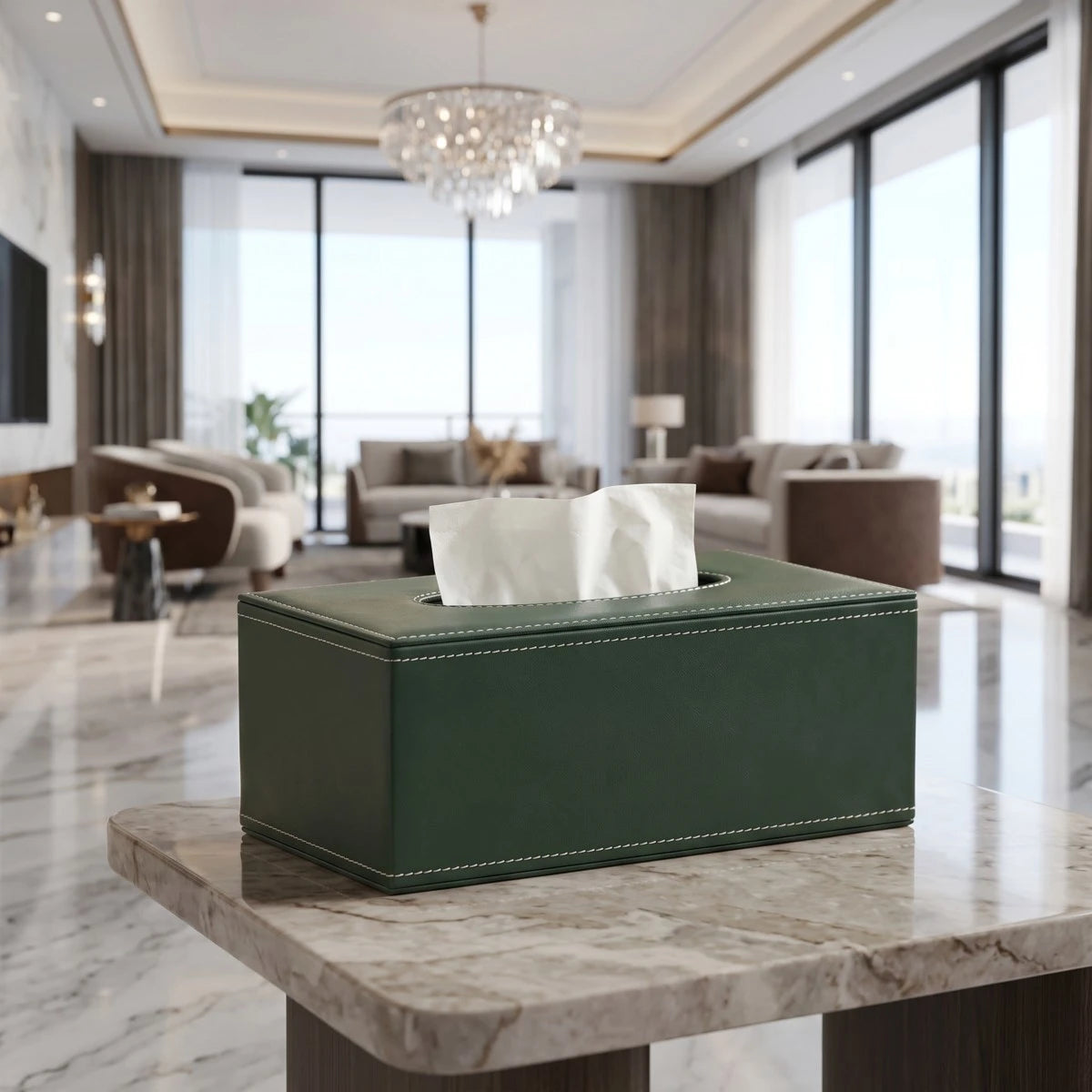 حافظة مناديل ورقية جلد - عابدين Home Center