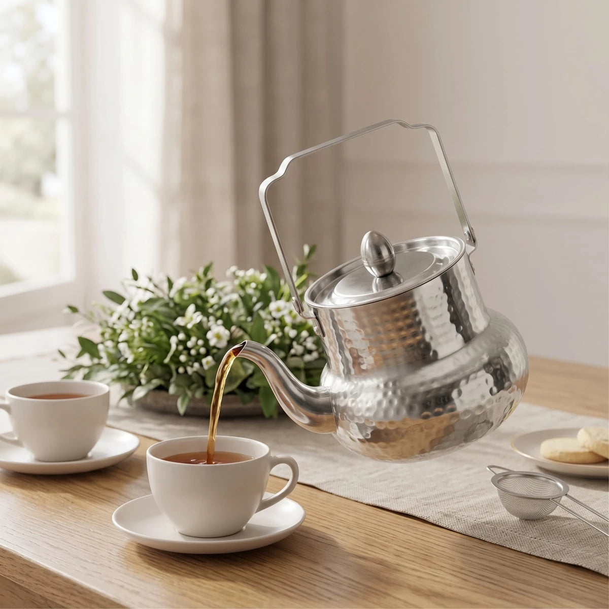 ابريق شاي ستيل بتصميم مطروق - عابدين Home Center