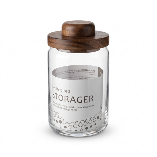 مرتبان زجاجي بغطاء خشبي - Storager